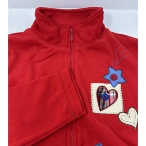 Shenanigans Women's Vintage Red Heart And Star Full Zip Fleece‎ Size M